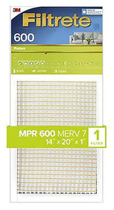 Filtrete 9835 Dust and Pollen Reduction Filter, 20 in L, 14 in W, 7 MERV, 600 um MPR, Synthetic Frame